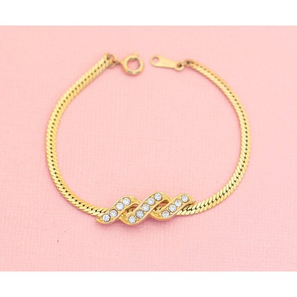 Vintage Serpent Chain Diamond Bracelet | 6.25 inch | Avon | H23 - Picture 1 of 3